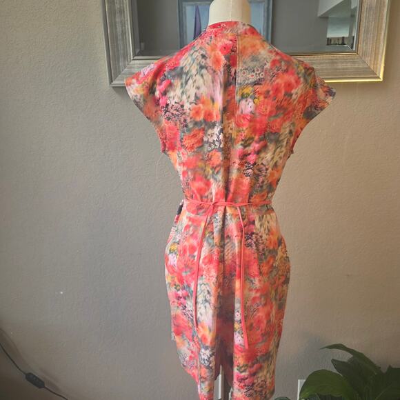 Athleta Women's Marlow Floral Tie Back Romper Lightweight Boho Size M Bloom Pink - Picture 7 of 8